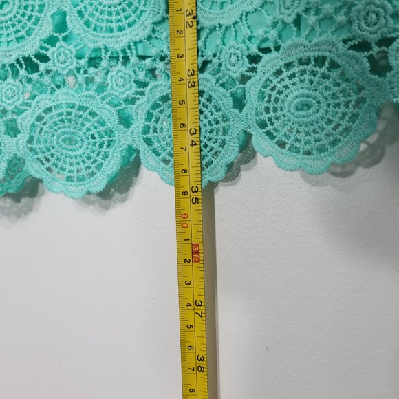 Crown & Ivy Womens Green Mint Lace 3/4 Sleeve Round Neck Evening Summer Dress 4P - Picture 10 of 12